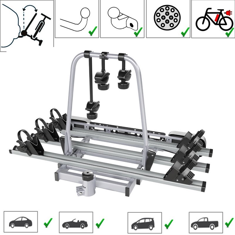 AHK Fahrradträger für Anhängerkupplung für 3 Räder eBike