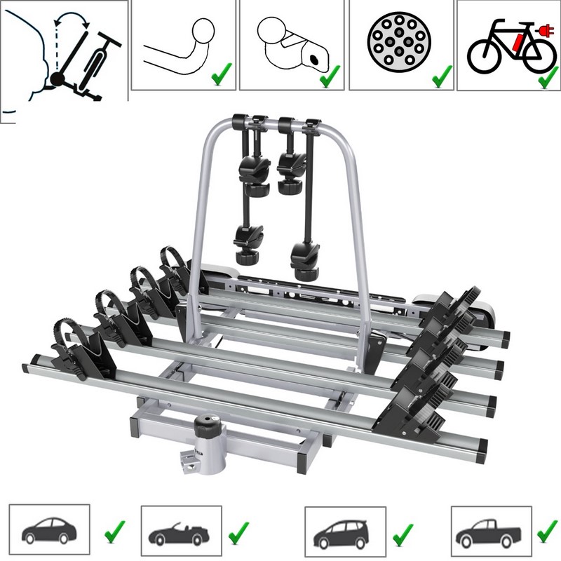 AHK Fahrradträger für Anhängerkupplung für 4 Räder eBike