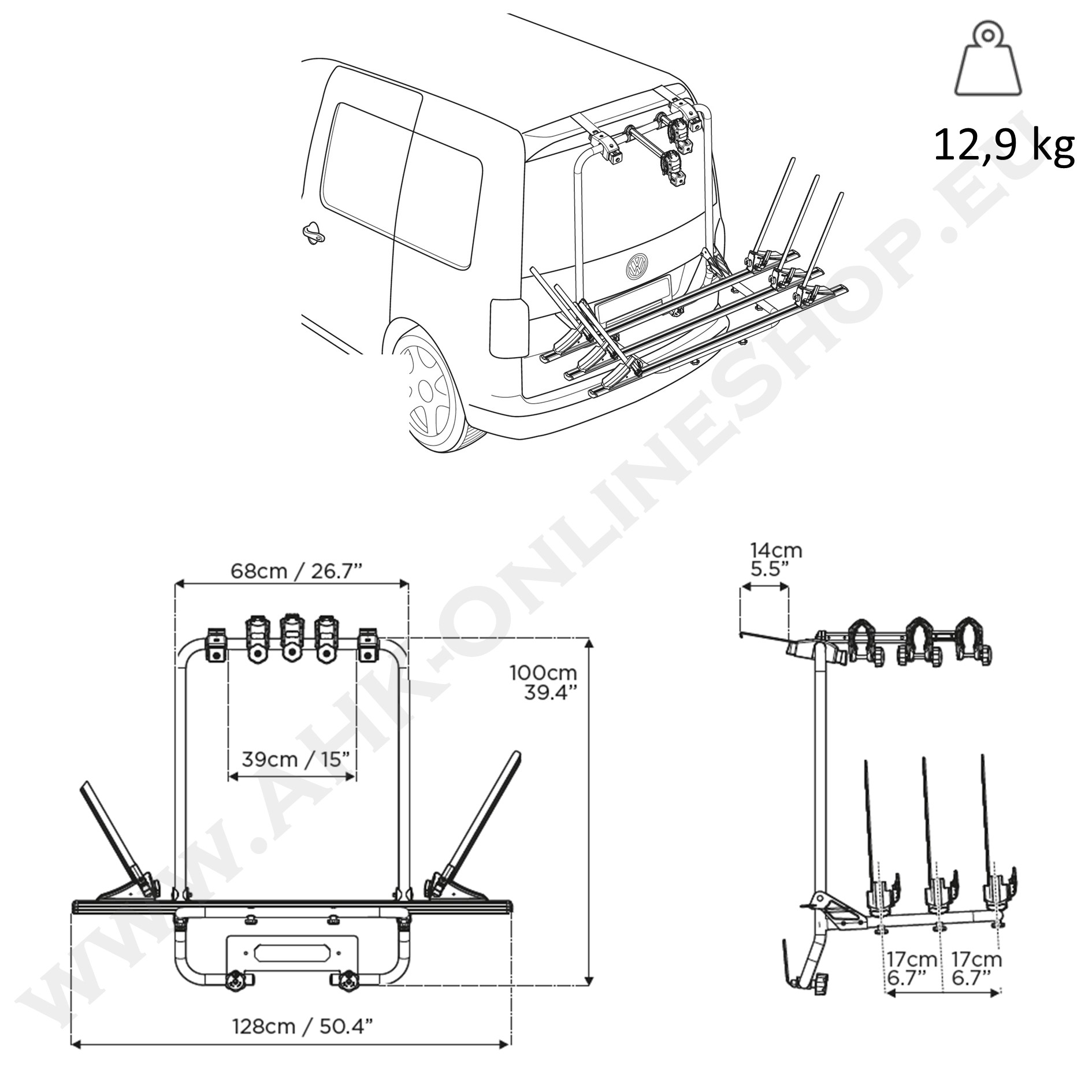 vw caddy fahrradträger heckklappe 4 fahrräder