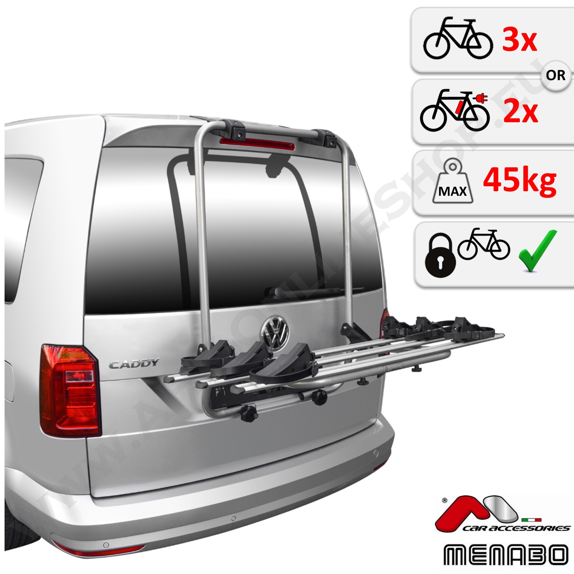 fahrradträger für heckklappe für 3 fahrräder für caddy