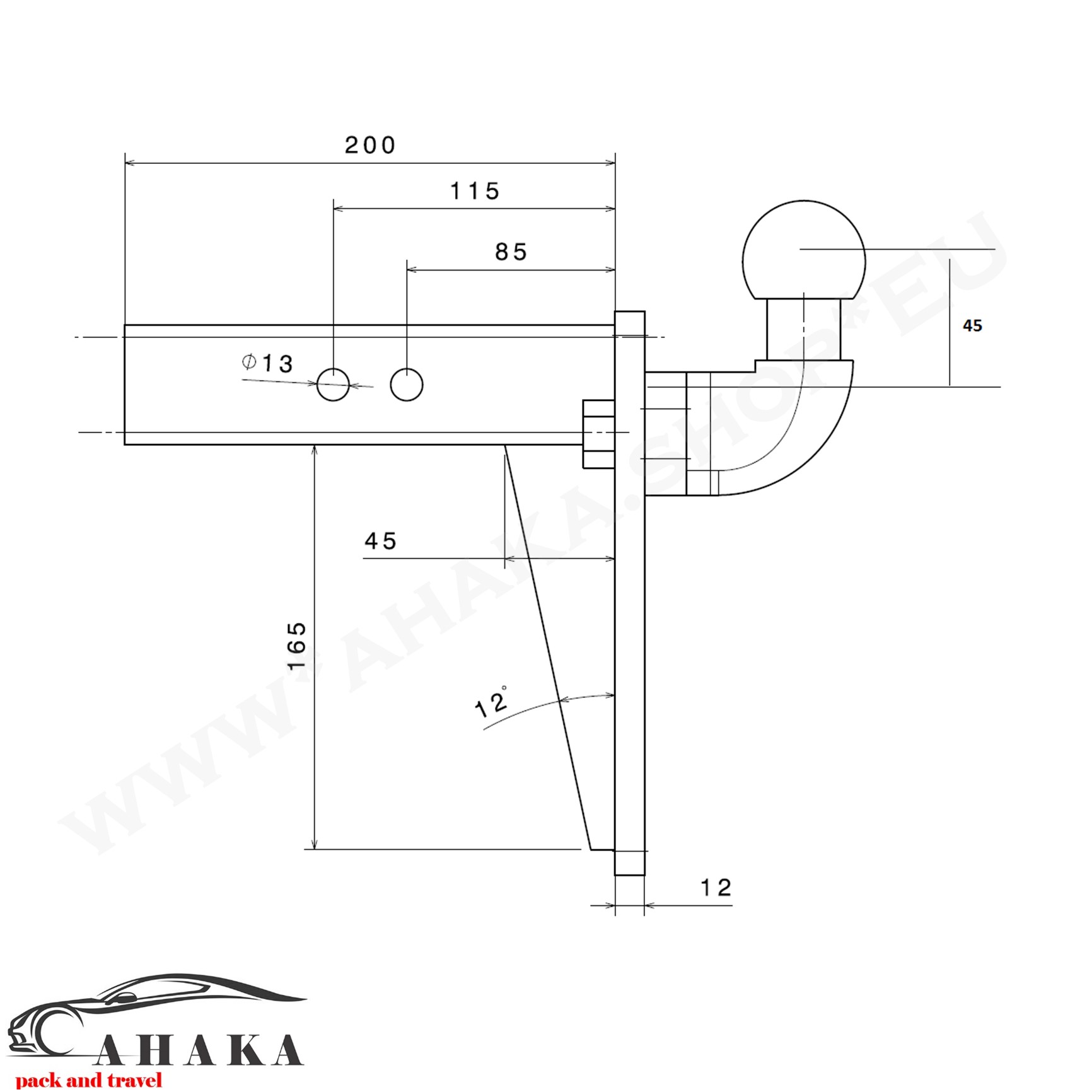 GANCIO TRAINO A SFERA M22x125 MM