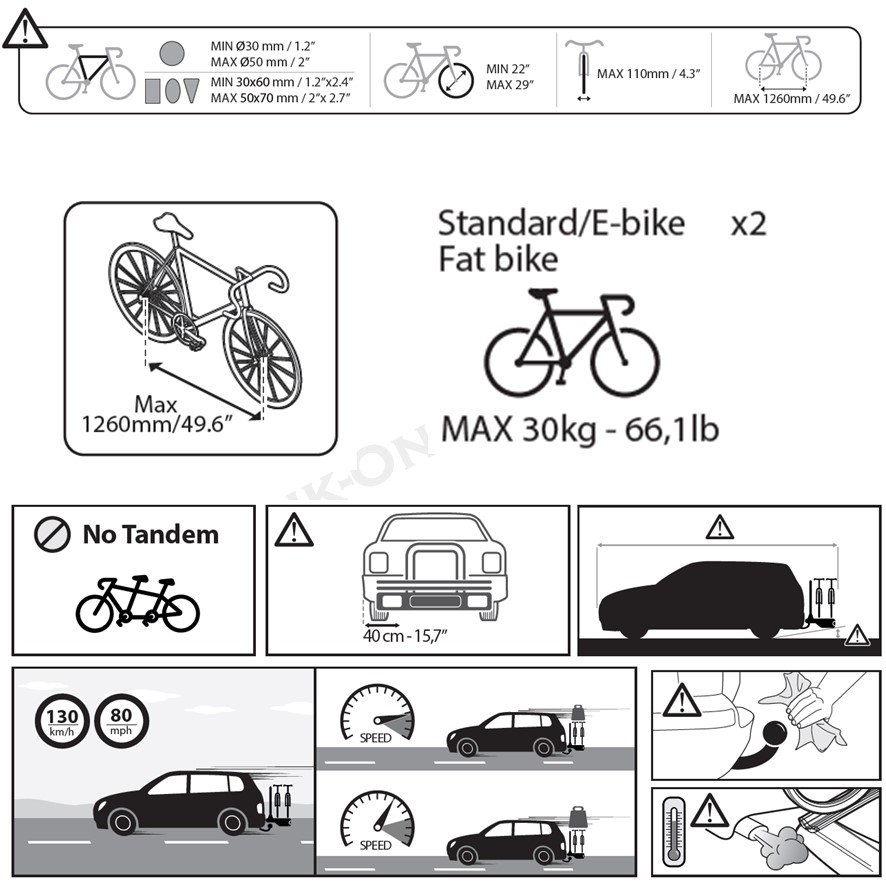 Fahrradträger für die Heckklappe für HYUNDAI i10 PA 07-13 (für zwei  Fahrräder)